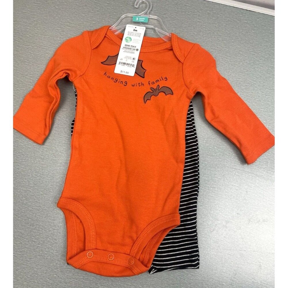 Carter's Just One You Baby Bat Striped Halloween Top and Bottom Set 3M